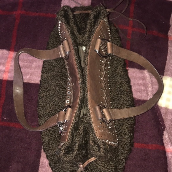 The Sak Brown Knit Sweater Purse with Leather Trim - Picture 14 of 16